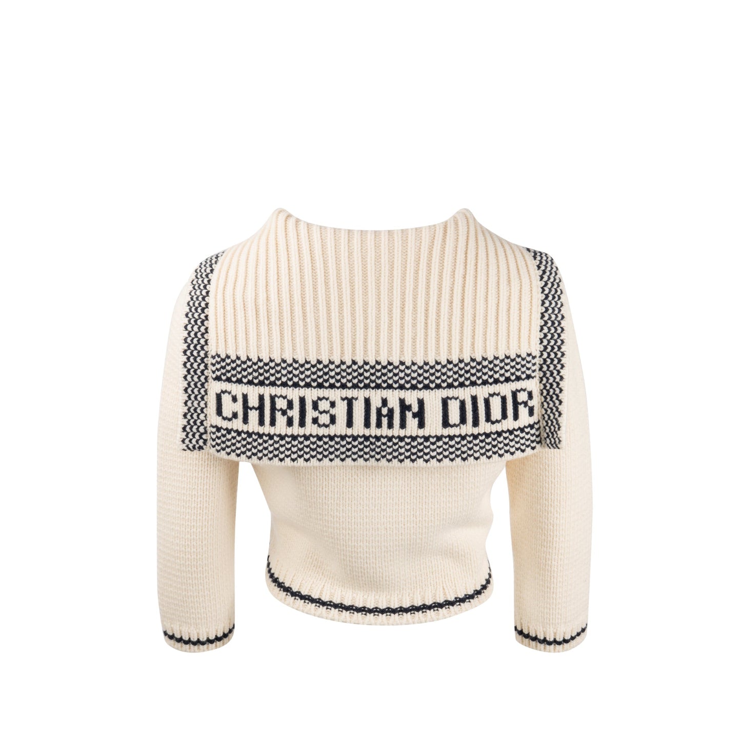 Dior Size 36 Marineiere Cardigan Virgin Wool/Cashmere Beige