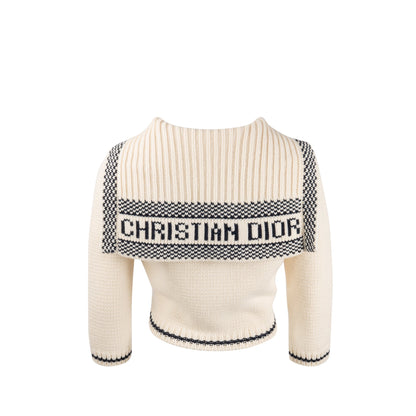 Dior Size 36 Marineiere Cardigan Virgin Wool/Cashmere Beige