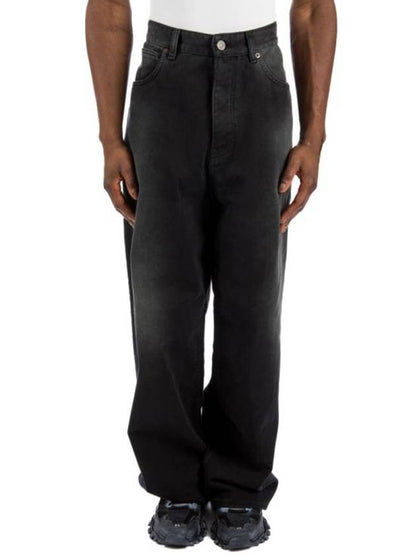 Luxury Balenciaga Trending 2025 Mid-Rise Wide Jeans Black