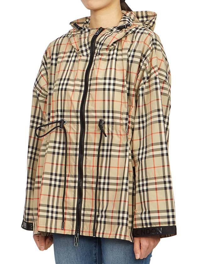 Luxury Burberry WoMen's Back-tone Check Zip-up Hooded Jacket Beige
