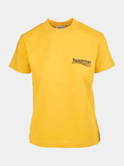 Luxury Balenciaga Trending 2025 Wave Logo Slim Fit Short Sleeve T-Shirt Yellow