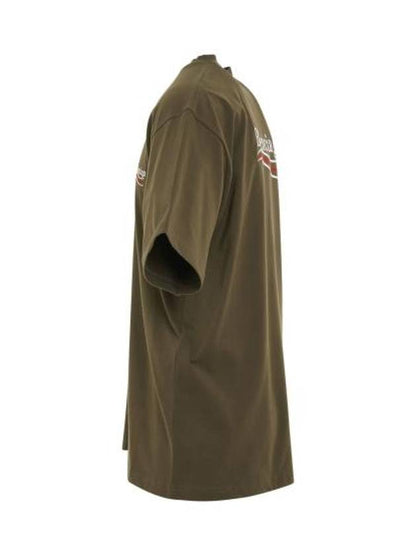 Luxury Balenciaga Trending 2025 Wave Logo Political Campaign Large Fit Short Sleeve T Shirt Khaki