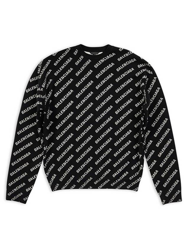 Luxury Balenciaga Trending 2025 All Over Intarsia Logo Knit Top Black