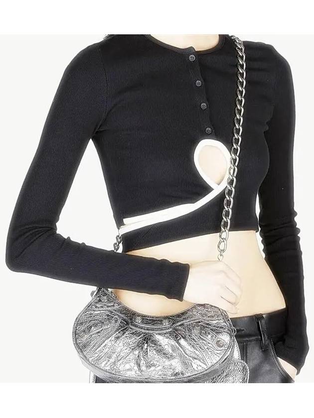 Luxury Balenciaga Trending 2025 WoMen's Le Cagole XS Chain Metal Shoulder Bag Silver