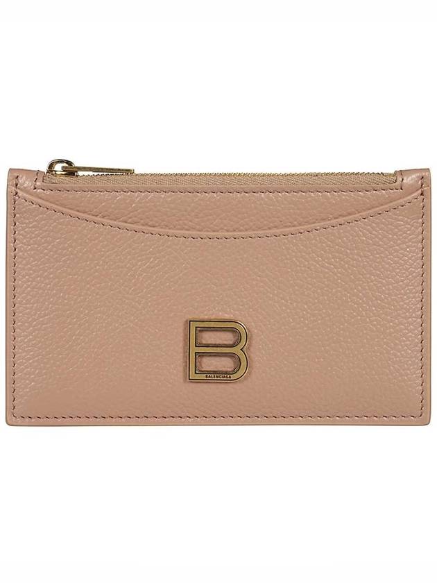 Luxury Balenciaga Trending 2025 Hourglass Gold B Logo Zipper Long Card Wallet Beige