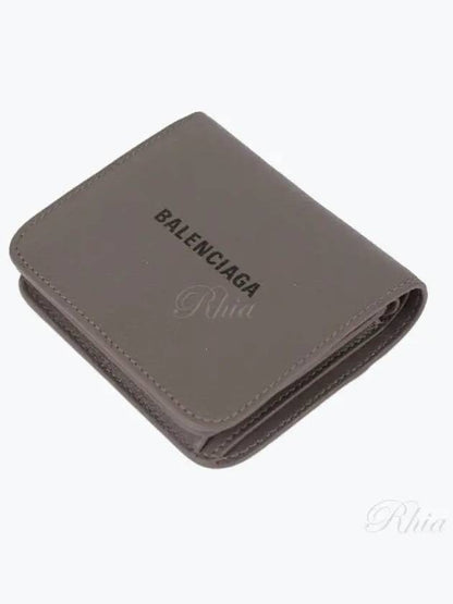 Luxury Balenciaga Trending 2025 Logo Coin Pocket Flap Half Wallet Medium Grey