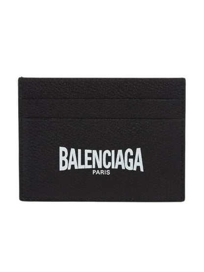 Luxury Balenciaga Trending 2025 Logo Print Card Wallet Black