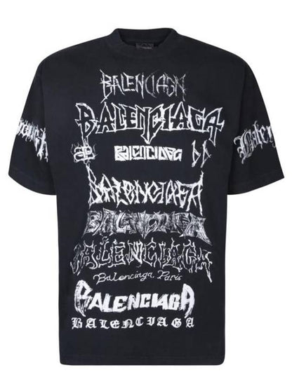 Luxury Balenciaga Trending 2025 DIY Metal Cotton Short Sleeve T-Shirt Black