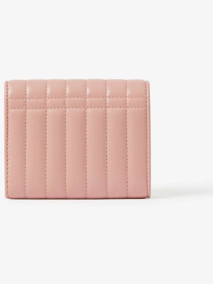 Luxury Burberry Lola Quilted Leather Folding Wallet Dusty Pink