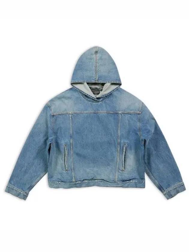 Luxury Balenciaga Trending 2025 Washed Effect Denim Hoodie Blue