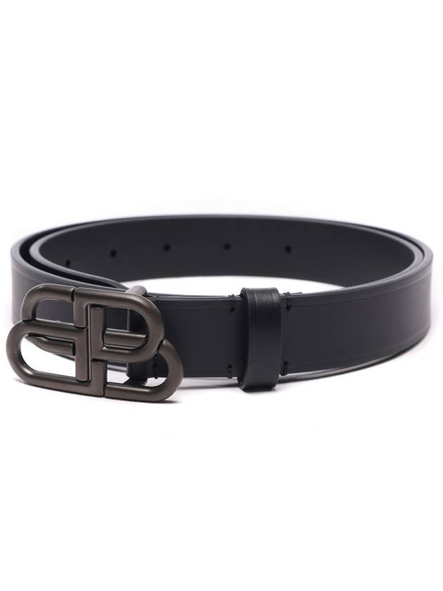 Luxury Balenciaga Trending 2025 BB Logo Thin Calfskin Belt Black