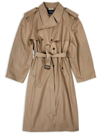 Luxury Balenciaga Trending 2025 Women's Oversized Shoulder Tab Trench Coat Beige