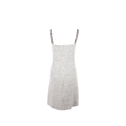 Chanel size 34 21P Tweed dress cotton/polyester white/black