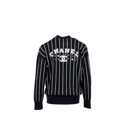Chanel size 36 23p cardigan cashmere black/white
