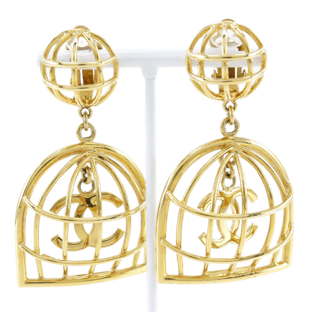 CHANEL Earring Plated Gold gold Bird cage Women