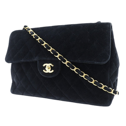 CHANEL Shoulder Bag Velor black Matrasse 30 ChainShoulder Women