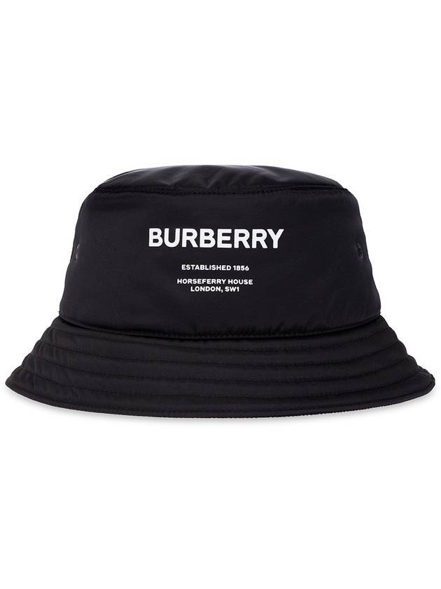 Luxury Burberry Horseferry Print Nylon Bucket Hat Black