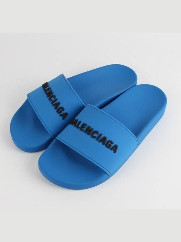 Luxury Balenciaga Trending 2025 logo slippers blue 40 250