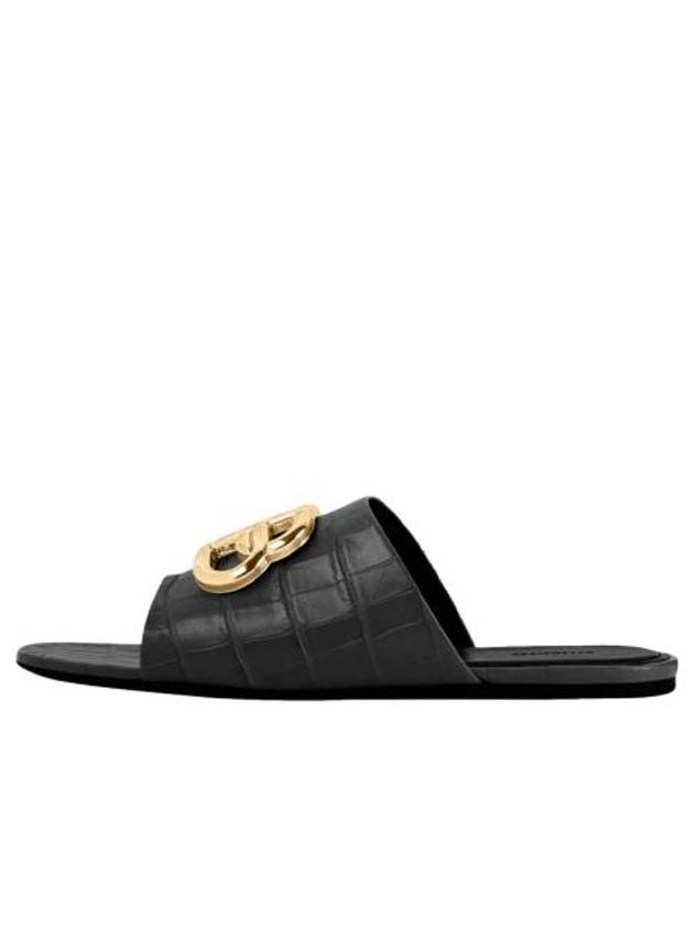 Luxury Balenciaga Trending 2025 Gold BB Logo Oval Slippers Black