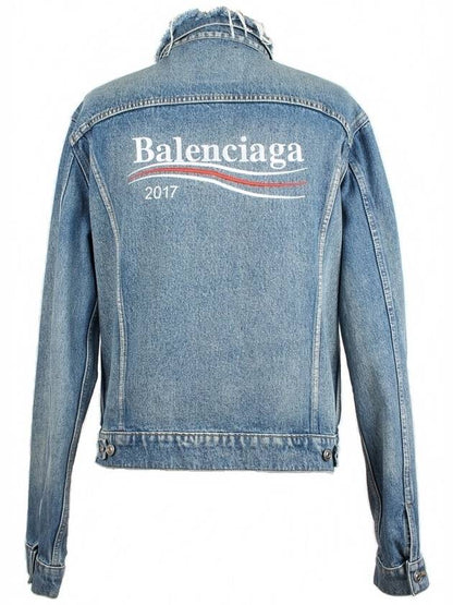 Luxury Balenciaga Trending 2025 wave logo denim jacket 46