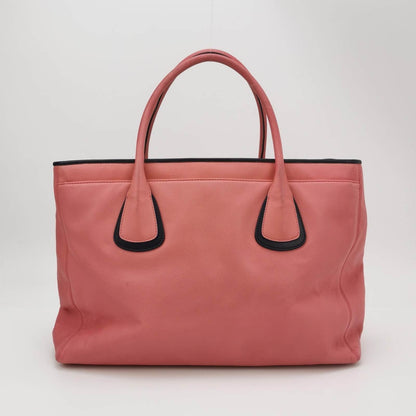 Chanel Cerf Executive 2009 Large Pink and Black Leather Tote Handbag
