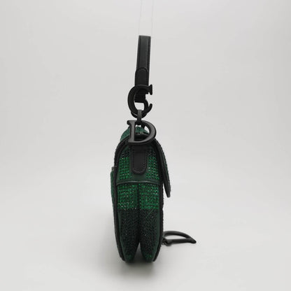 Dior Saddle Mini 2019 Black and Green Beaded Shoulder Bag