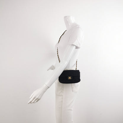 Chanel Classic Flap Extra Mini Black Suede Quilted Gold-tone Hardware