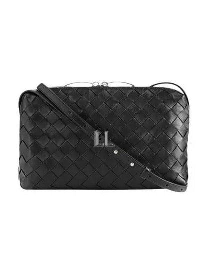 Luxury Bottega Veneta Intrecciato Leather Mini Cross Bag Black