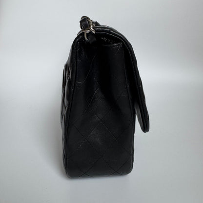 Chanel Classic Flap Jumbo Black Lambskin Leather Single Flap with Silver Hardware