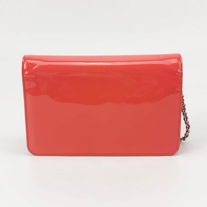 Chanel Wallet on Chain Classic Flap Coral Pink Patent Leather