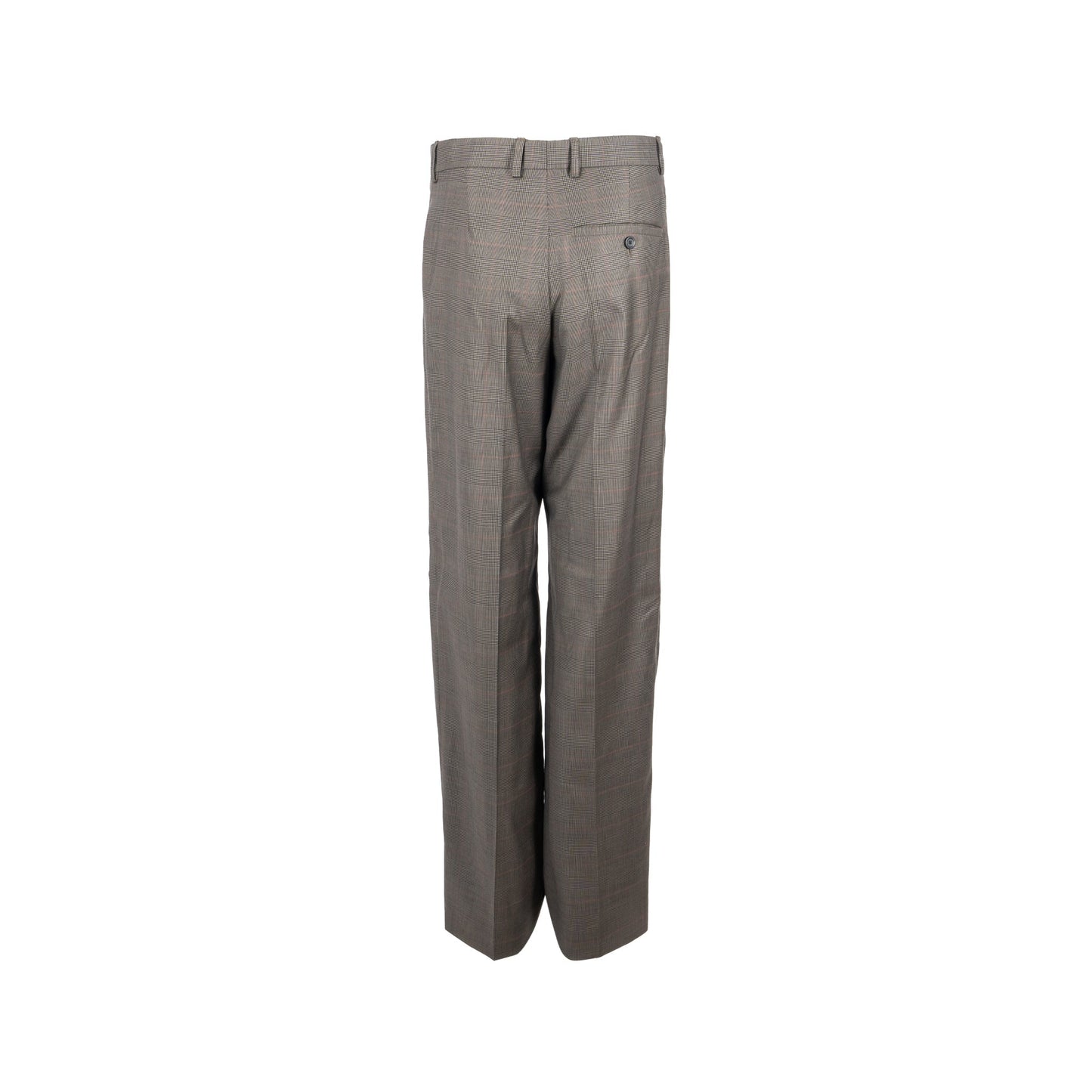 BALENCIAGA Size 44 Checked Single-Breasted Trousers Wool Dark Grey
