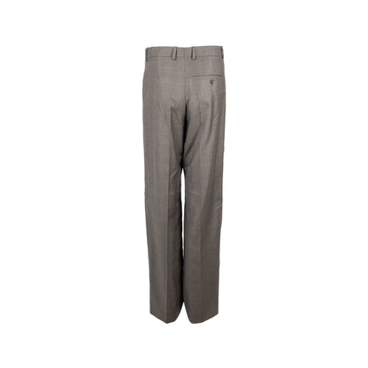 BALENCIAGA Size 44 Checked Single-Breasted Trousers Wool Dark Grey