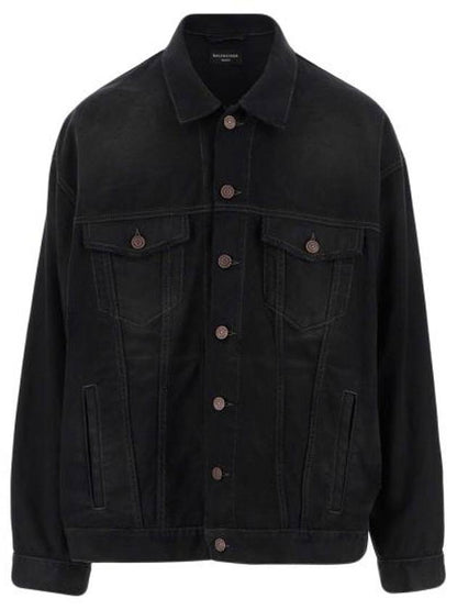 Luxury Balenciaga Trending 2025 Political Campaign Logo Oversized Denim Jacket Black