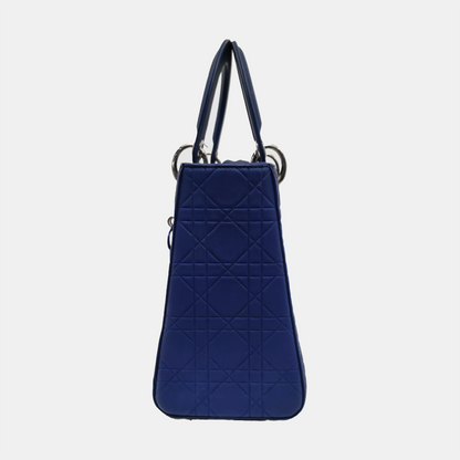 Lady Dior Medium Royal Blue Engraved Cannage Pattern Silver Hardware 2013