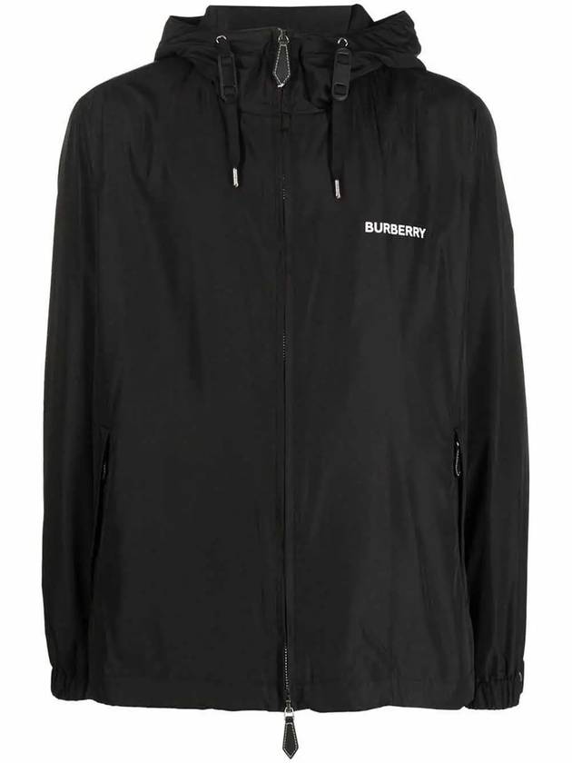 Luxury Burberry Men's Horseferry Logo Hooded Jacket Black