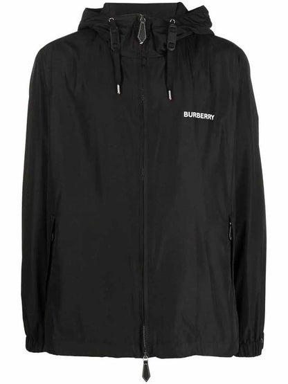 Luxury Burberry Men's Horseferry Logo Hooded Jacket Black