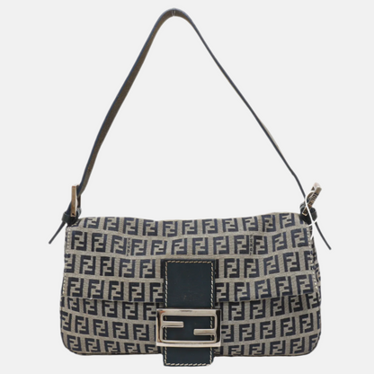 Fendi Baguette Navy Zucchino Print Monogram