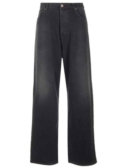 Luxury Balenciaga Trending 2025 Mid-Rise Wide Jeans Black