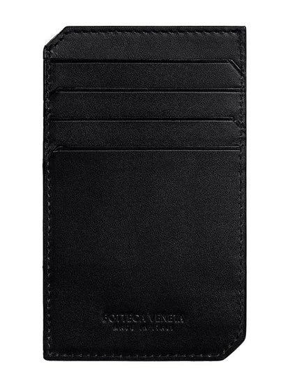 Luxury Bottega Veneta Intrecciato Piccolo Vertical Card Wallet Black