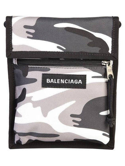 Luxury Balenciaga Trending 2025 Logo Patch Camouflage Print Cross Bag Grey