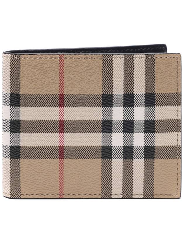 Luxury Burberry Men's Vintage Check Pattern Half Wallet Brown
