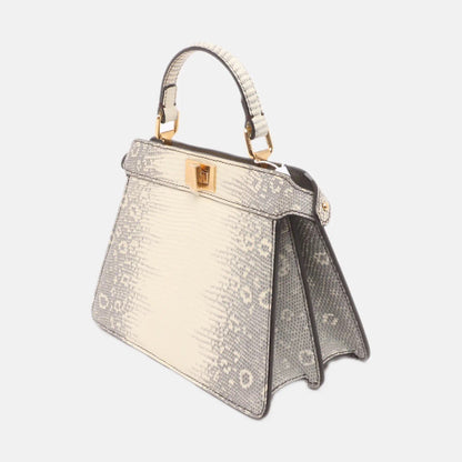 Fendi Peekaboo ISeeU Petite White Lizard Leather Bag