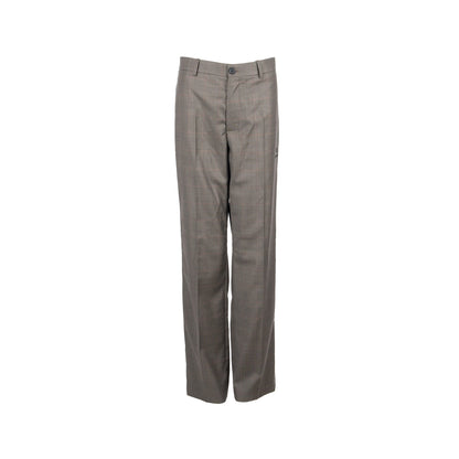 BALENCIAGA Size 44 Checked Single-Breasted Trousers Wool Dark Grey