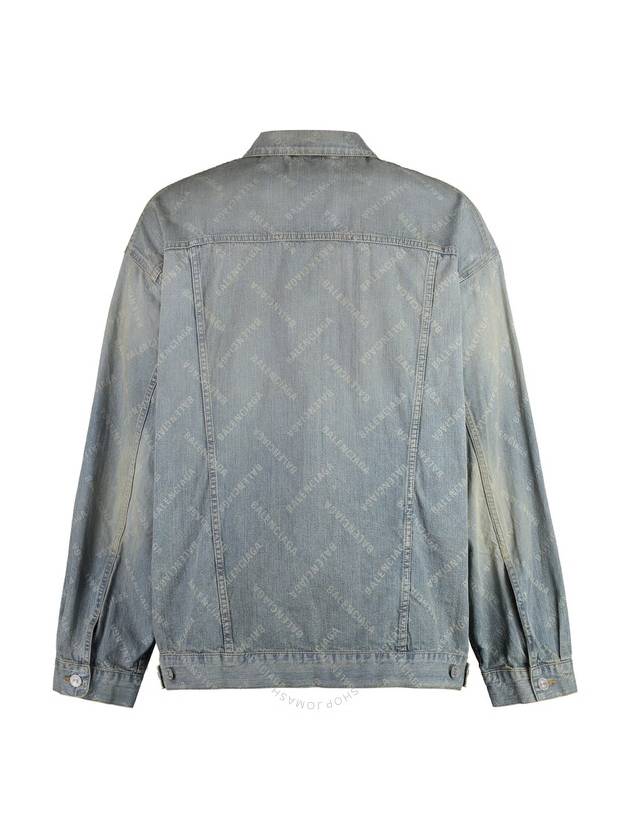 Luxury Balenciaga Trending 2025 Logo Print Denim Jacket Blue