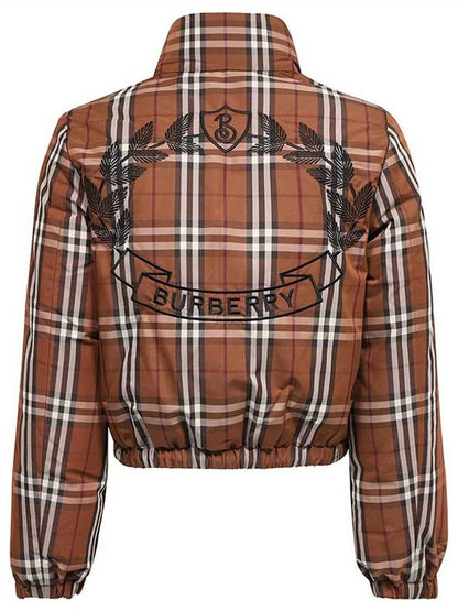 Luxury Burberry Check Nylon Down Padding Dark Birch Brown