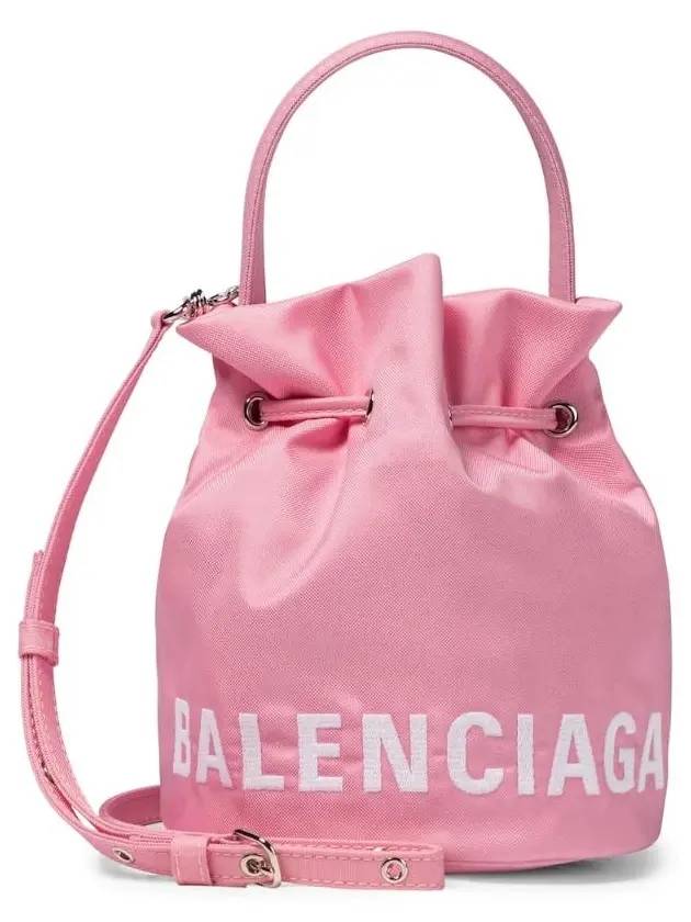 Luxury Balenciaga Trending 2025 Wheel XS Drawstring Bucket Bag Pink