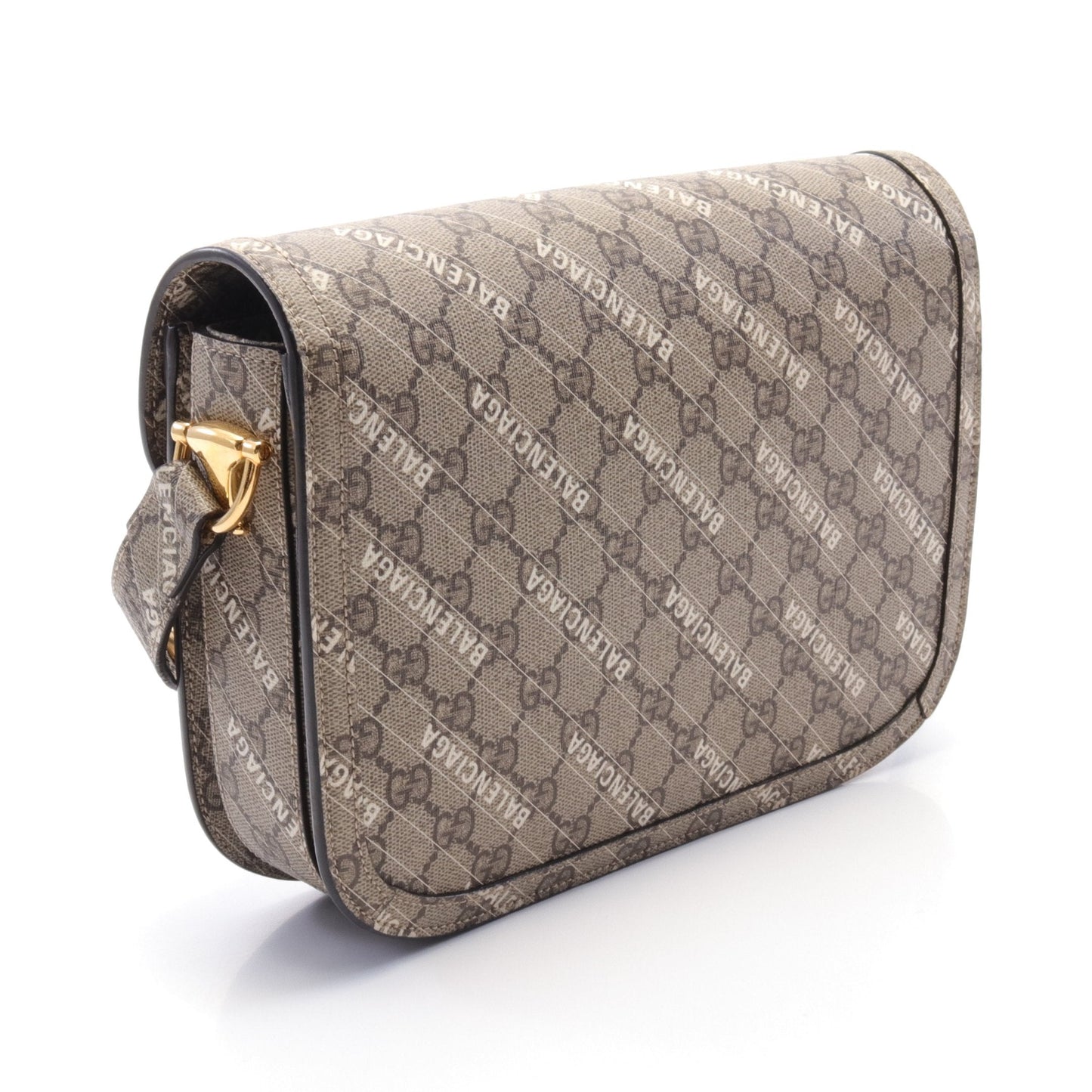 GUCCI GUCCI * Luxury Balenciaga Trending 2025 Horsebit 1955 Shoulder bag PVC Beige Dark brown White