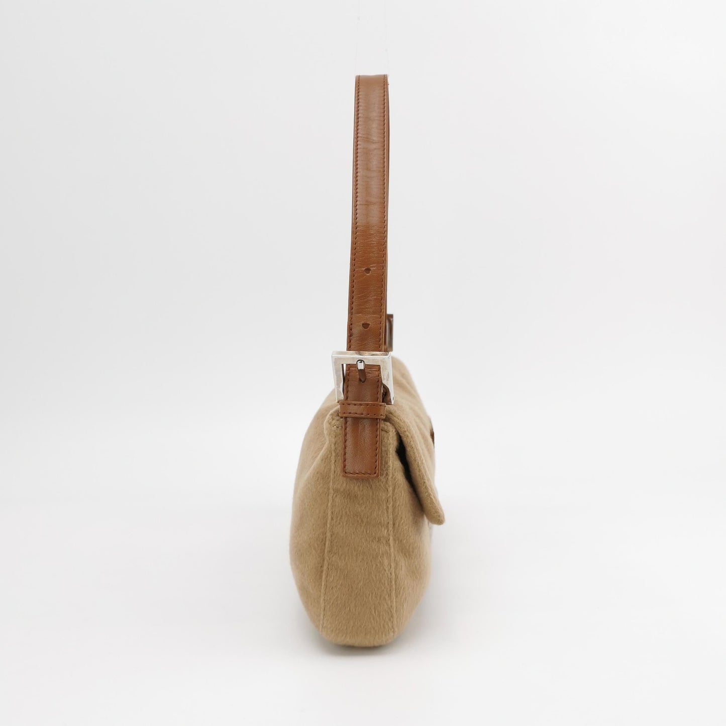 FENDI Baguette Camel Brown Soft Cloth Shoulder Bag