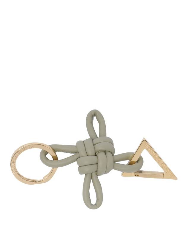 Luxury Bottega Veneta Triangle Napa Key Holder Grey