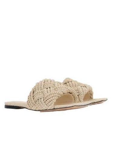 Luxury Bottega Veneta Lido Intrecciato Flat Slipper Cream